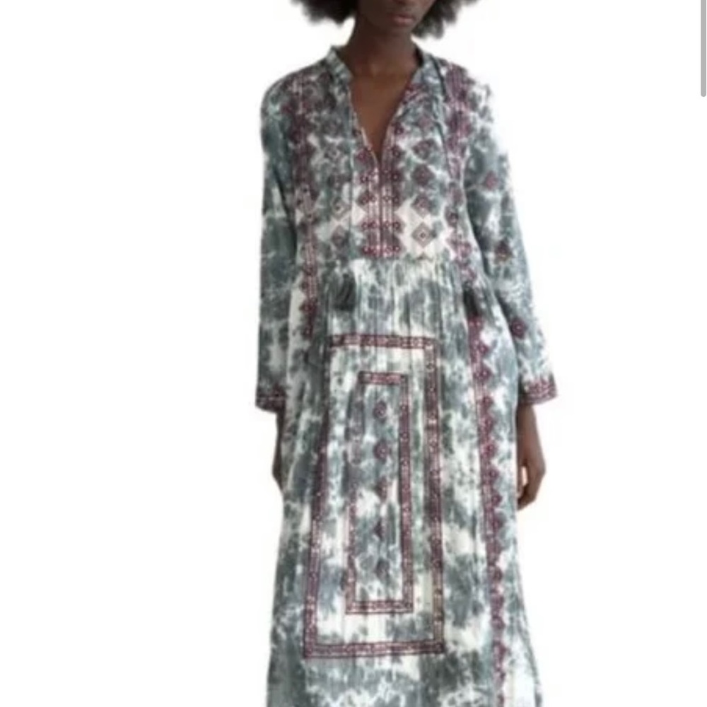 Limited Edition Tie Dye Mirror Embroidered Caftan Tunic Zara size XXL